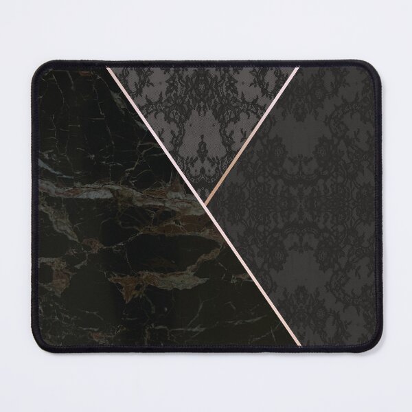 Item preview, Chic Tonal Black Grey Rosegold Geometric Floral Lace and Marble Pattern  designed and sold by LaceySkies.