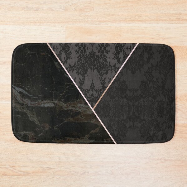Item preview, Chic Tonal Black Grey Rosegold Geometric Floral Lace and Marble Pattern  designed and sold by LaceySkies.