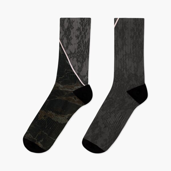 Item preview, Chic Tonal Black Grey Rosegold Geometric Floral Lace and Marble Pattern  designed and sold by LaceySkies.