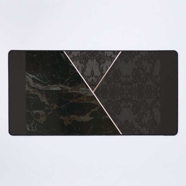 Item preview, Chic Tonal Black Grey Rosegold Geometric Floral Lace and Marble Pattern  designed and sold by LaceySkies.