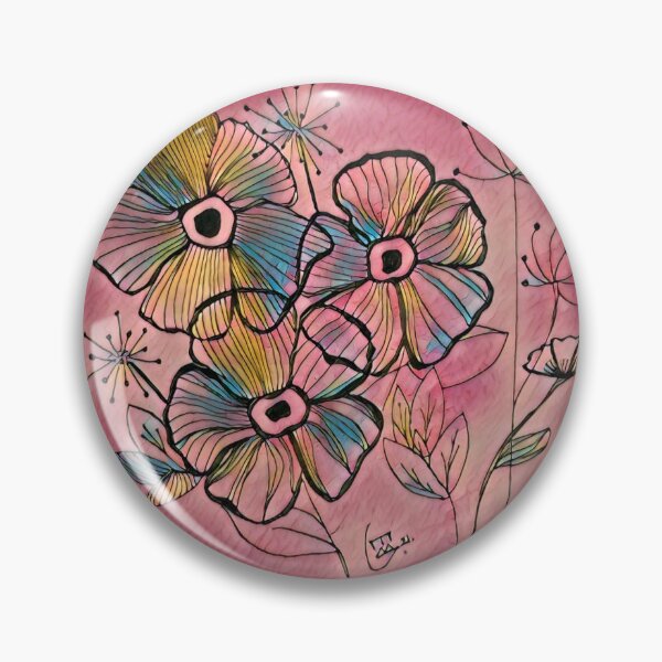 Item preview, Copy of Fine line flowers blue yellow pink designed and sold by Edith Jacobs.