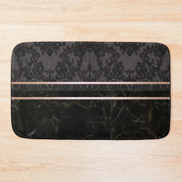 Item preview, Chic Tonal Black Grey Rosegold Geometric Floral Lace and Marble Pattern  designed and sold by LaceySkies.