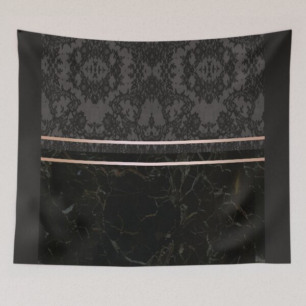 Item preview, Chic Tonal Black Grey Rosegold Geometric Floral Lace and Marble Pattern  designed and sold by LaceySkies.