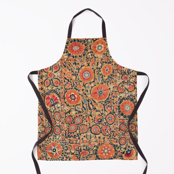 Item preview, ANTIQUE RED BLUE ORANGE FLORAL UZBEK EMBROIDERY WITH POMEGRANATE FLOWERS designed and sold by BulganLumini.