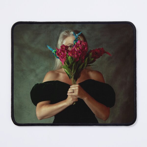 Item preview, Woman peeking through flowers designed and sold by KimYanick.