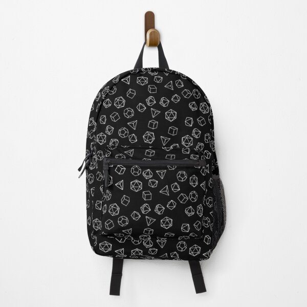 DnD Dice White on Black Pattern Backpack