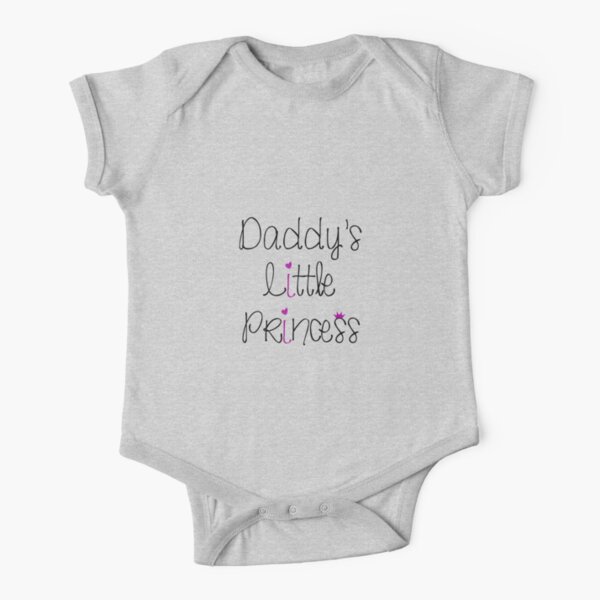 Black baby bodysuit with pink glitter text Dady/'s Little Princess
