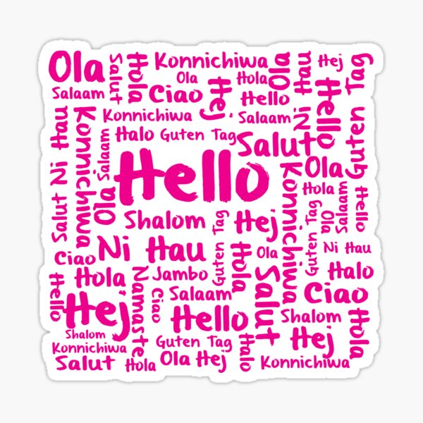 Hello (Pink) Sticker for Sale by Hailey-Designs