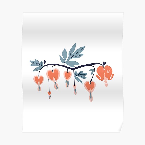 Bleeding heart with leaves Poster