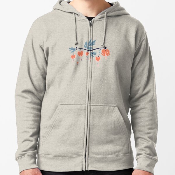 Bleeding heart with leaves Zipped Hoodie