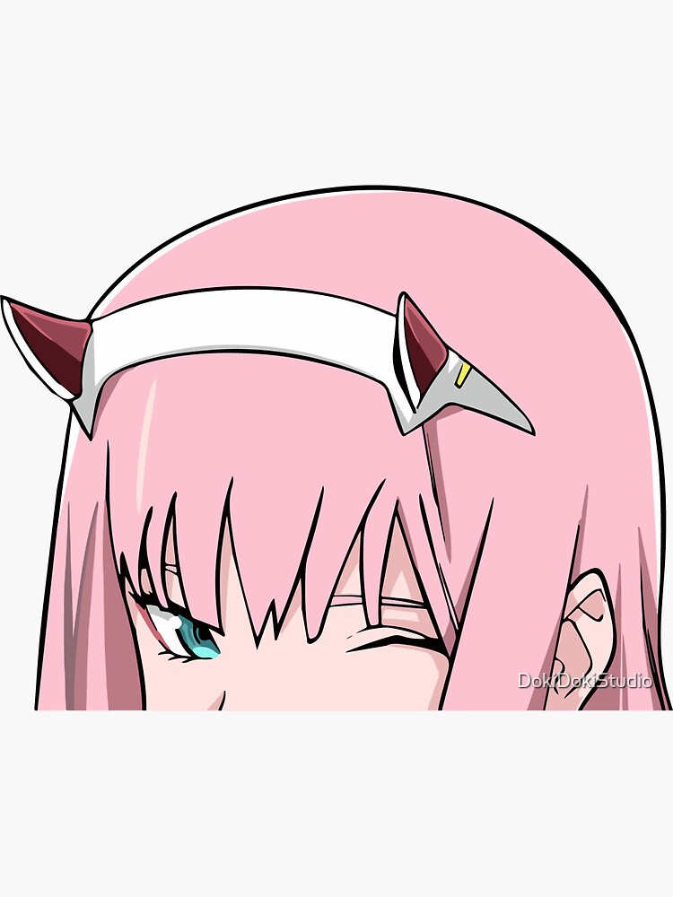 Zero Two Peeker Sticker By Dokidokistudio Redbubble