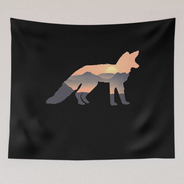 Artikelvorschau, Fuchs Silhouette Sonne Berg Geschenk entworfen und verkauft von alaechamlal.