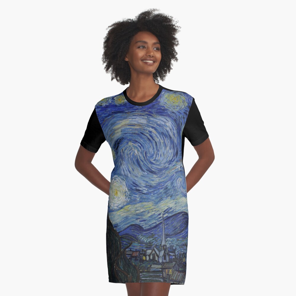 Starry Night (Vincent van Gogh) Graphic T-Shirt Dress