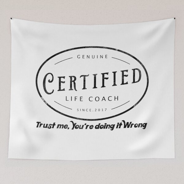 Item preview, Certified Life Coach in black text. designed and sold by Mount-Molehill.