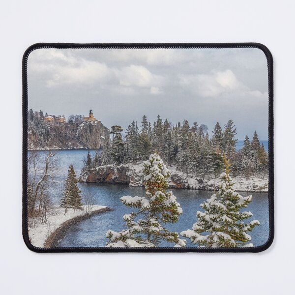 A Snowy Split Rock Lighthouse Mouse Pad