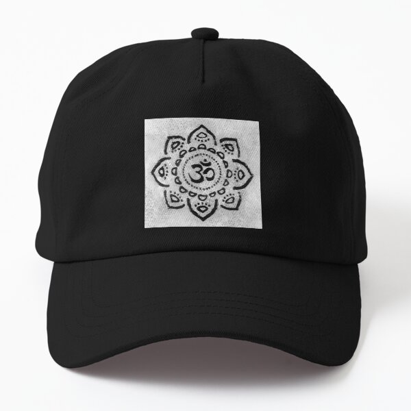 OM YOGA MANDALA #1 | Mandala Art~Design (Black and White) Dad Hat