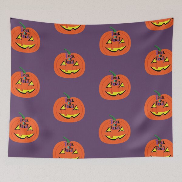 Item preview, Trick or Treat Funny Spooky Orange Halloween Pumpkin Halloween Pattern Print designed and sold by silviaol.