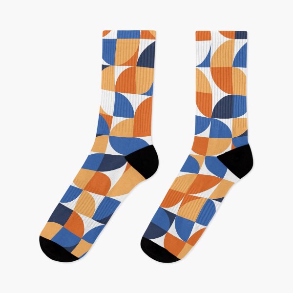 Artikelvorschau, Retro Blau Orange Halbkreismuster entworfen und verkauft von LittleCuteBean.