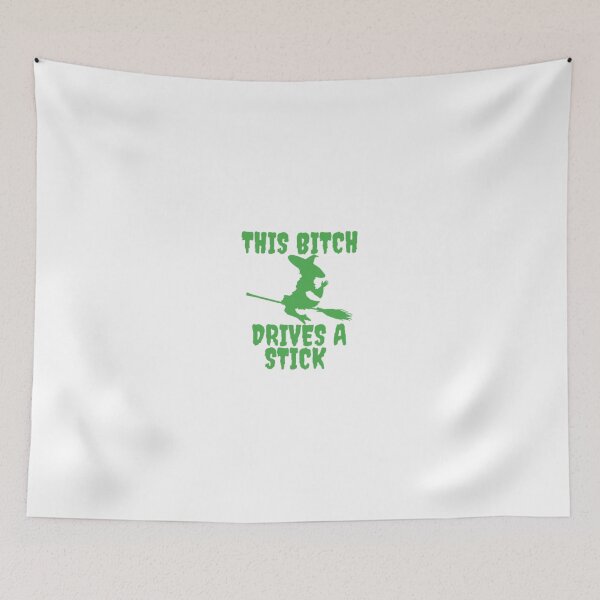 Item preview, This Bitch Drives a Stick Funny wicked witch Halloween design designed and sold by LethalIy-Yours.