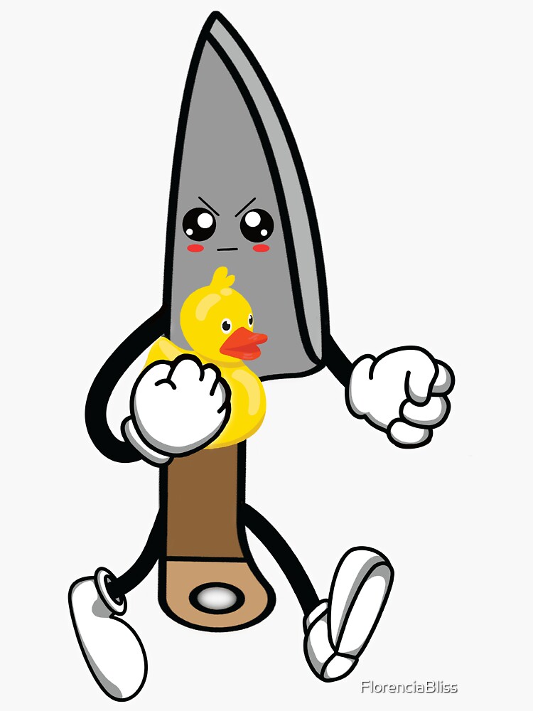 "Chef Knife Holding a Yellow Rubber Duck no text" Sticker for Sale by