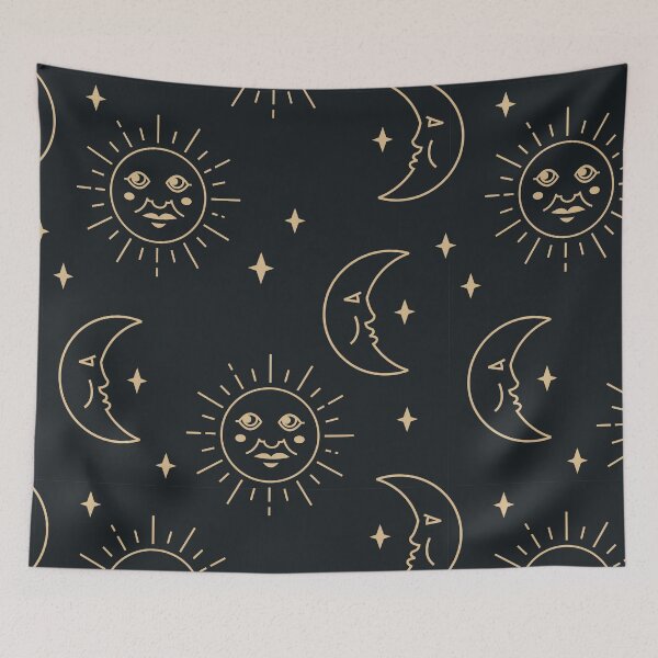Item preview, Gold and Black Celestial Full and Half Moon designed and sold by PetsandBeyond.