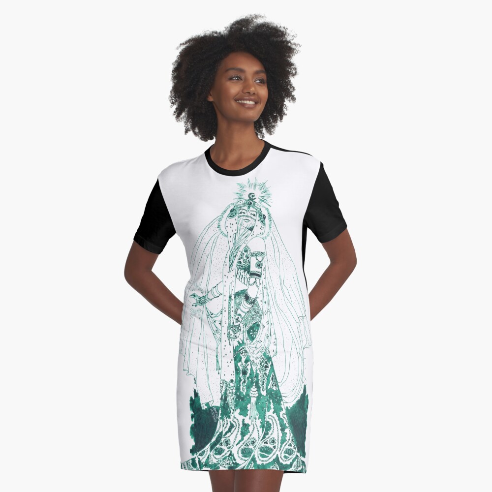 Enchantress in Emerald Ink Graphic T-Shirt Dress