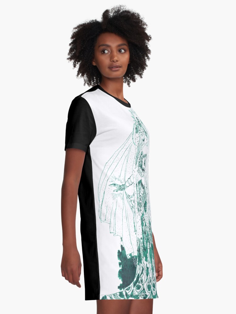 Alternate view of Enchantress in Emerald Ink Graphic T-Shirt Dress
