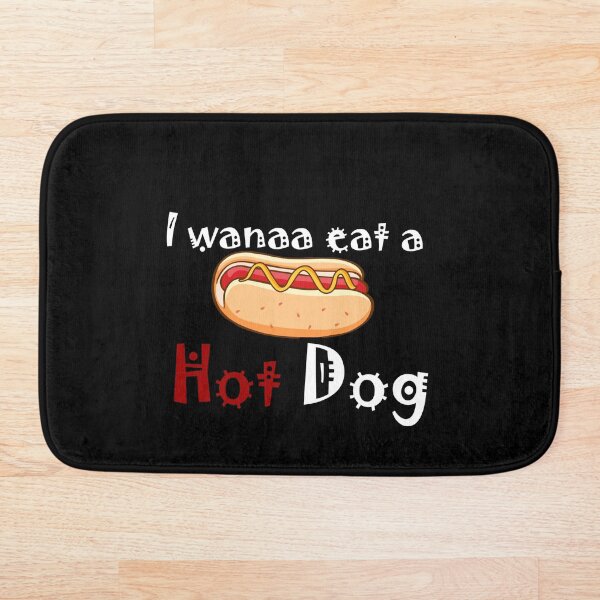 i wanna eat a hot dog Bath Mat