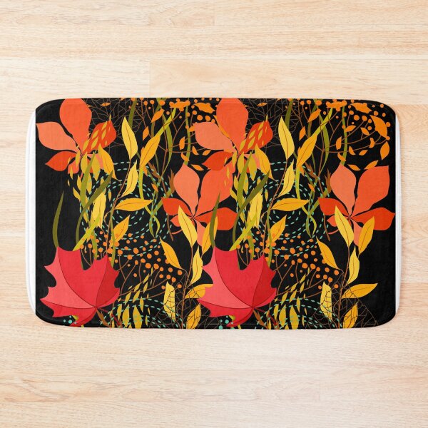 Item preview, Fall Autumn Botanical Forest Pattern- Red Orange Yellow Leaves, Plants, Fall Leaves Print designed and sold by silviaol.