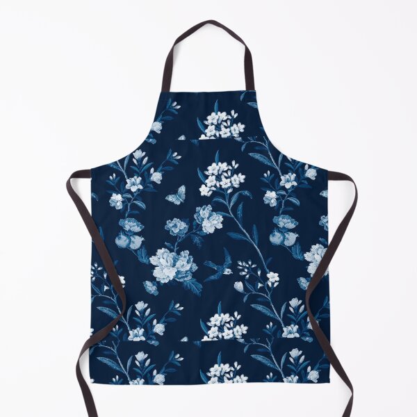Item preview, Dark blue white flowers  designed and sold by Catspuss.