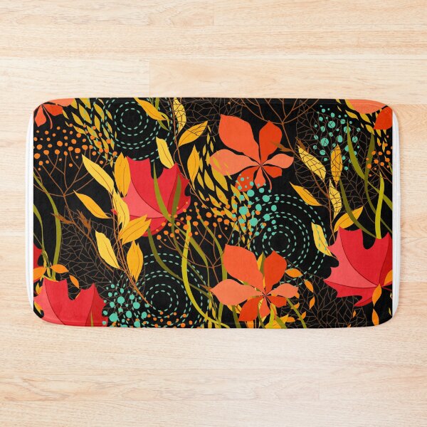 Item preview, Vibrant Fall Autumn Botanical Forest Pattern- Red Orange Yellow Leaves, Plants, Fall Leaves Print designed and sold by silviaol.
