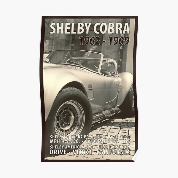 Carroll Shelby Ken Miles AC Cobra Vintage Auto Racing Poster SCCA SVT 1964 65 66 