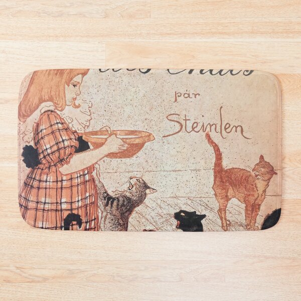 Item preview, Girl feeding Cats Vintage Art Nouveau Steinlen Poster designed and sold by VintageArchive.