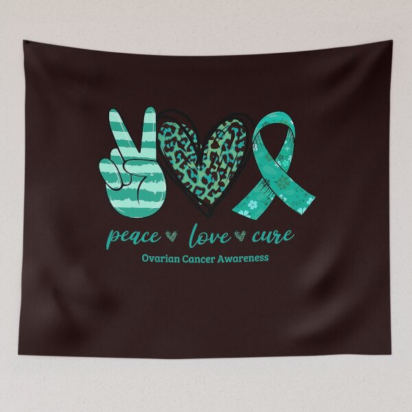 Item preview, Peace Love Cure Teal Ribbon Ovarian Cancer Awareness designed and sold by TheHumbleLemon.