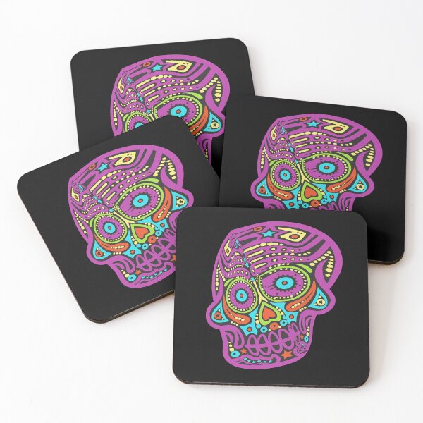 Item preview, Distorted Neon Mexican Halloween Skull Candy - Purple designed and sold by Chubuter.