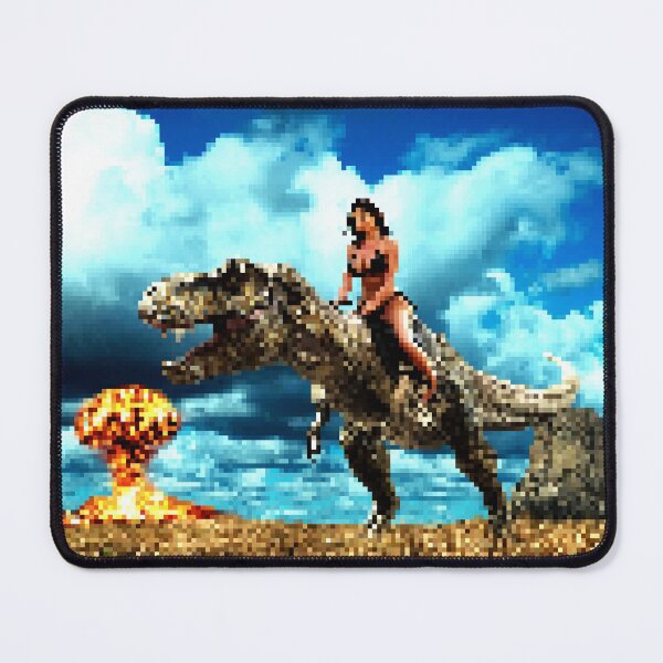 Item preview, 8 Bit version of Tyrannosaur Riding Warrior Gal of the Apocalypse designed and sold by SilentlyRob668.