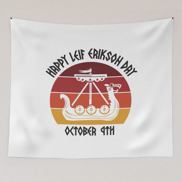 Item preview, Happy Leif Erikson Day Vikings Sunset designed and sold by RoguePixel.