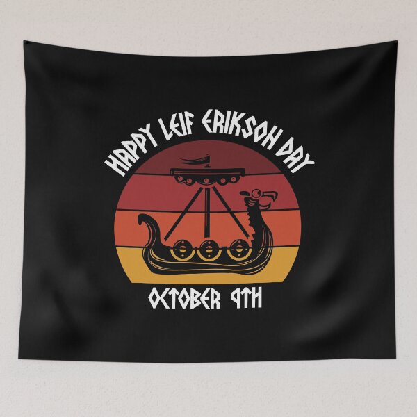Item preview, Happy Leif Erikson Day Vikings Sunset designed and sold by RoguePixel.