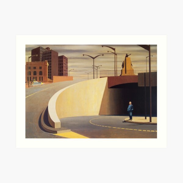 Jeffrey Smart - 'Cahill Expressway' (1962) oil on plywood. High quality print of the original painting. Art Print