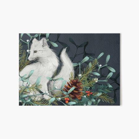 Arctic Fox Holiday Portrait Art Board Print