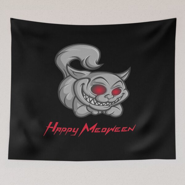 Item preview, Happy Meoween Demonic Chesire Cat Halloween Perfect on t-shirts To stickers designed and sold by LMcDs.
