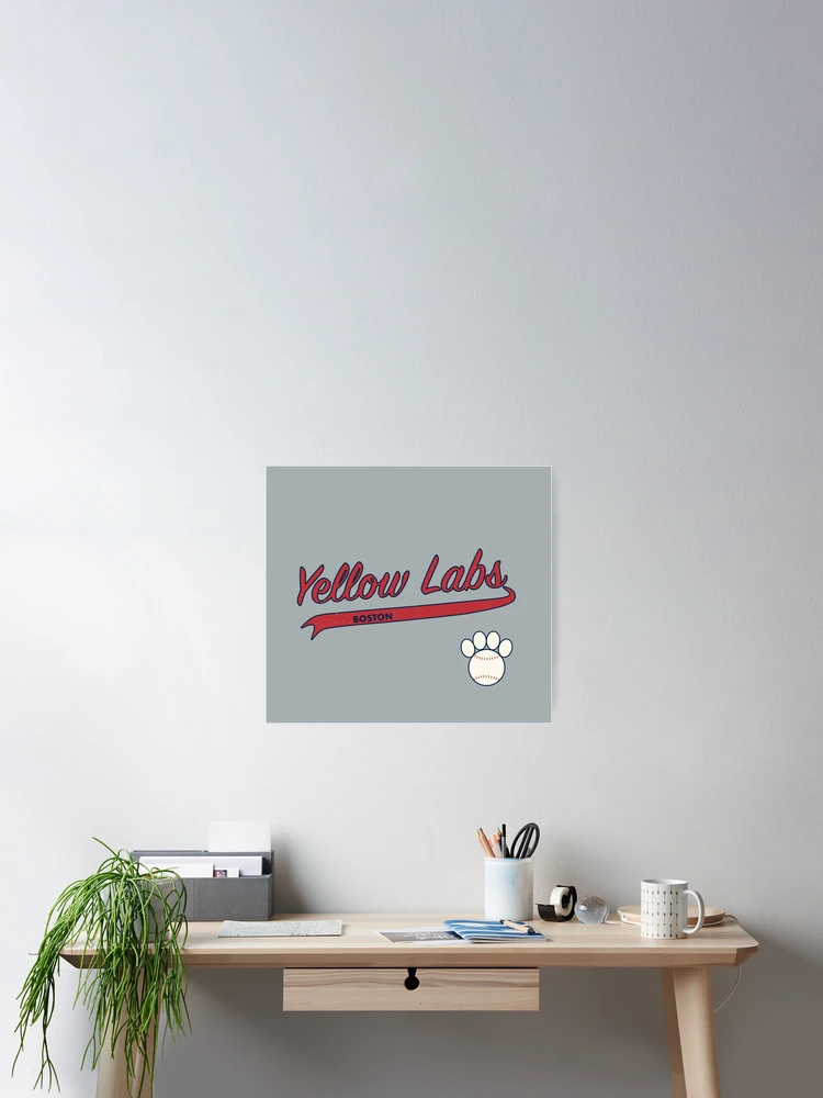Thumbnail 2 of 3, Poster, Yellow Lab BOSTON Baseball Script designed and sold by 8PawsStudio.
