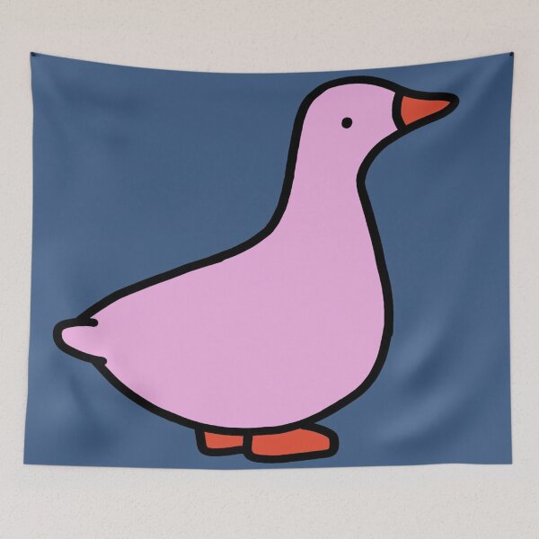 Item preview,  Cute pink goose on a blue background designed and sold by OneginaEvgenia.