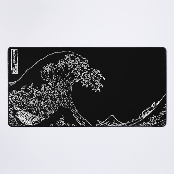 Tapis de souris for Sale avec l'œuvre « Grande vague contour noir et blanc  » de l'artiste ind3finite