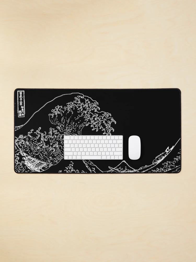 Great Wave Outline Black and White Mouse Pad for Sale by ind3finite