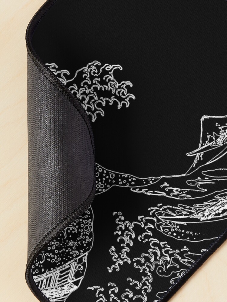 Tapis de souris for Sale avec l'œuvre « Grande vague contour noir et blanc  » de l'artiste ind3finite