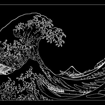 Great Wave Outline Black and White Mouse Pad for Sale by