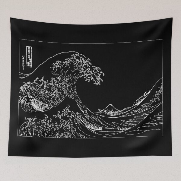 Item preview, Great Wave Outline Black and White designed and sold by ind3finite.
