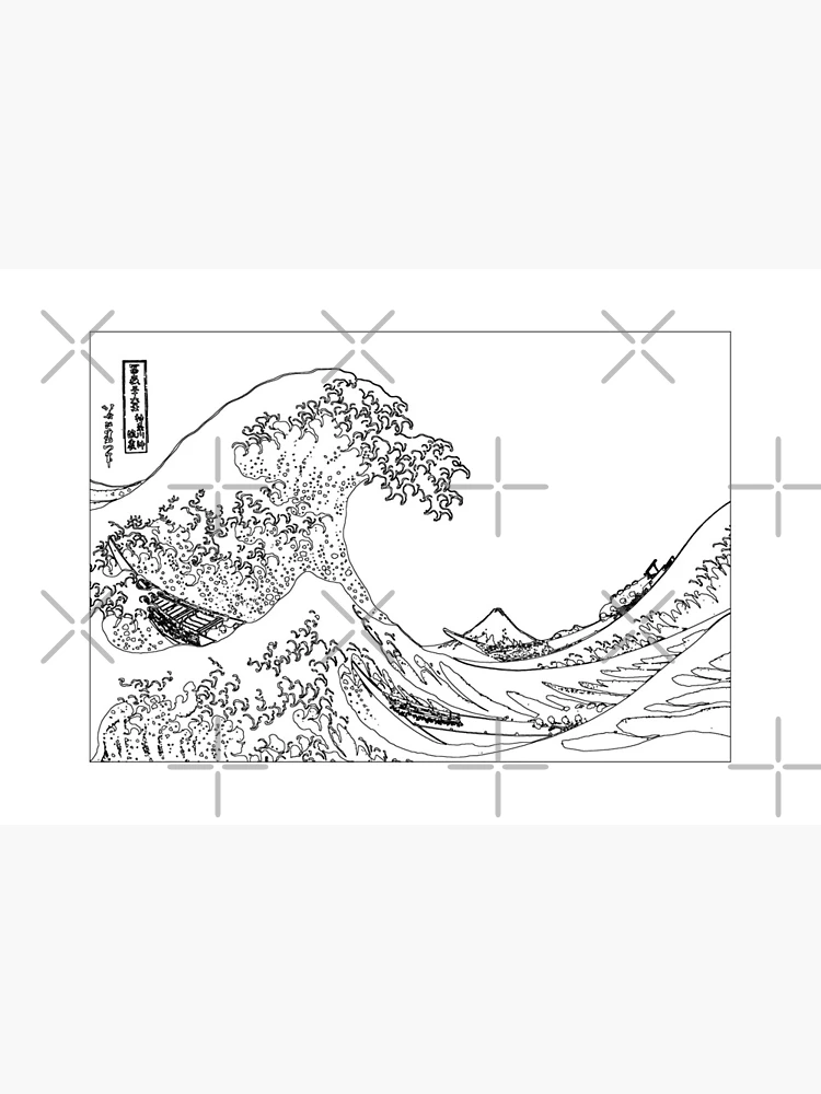 Great Wave Outline Black and White Art Board Print for Sale by ind3finite