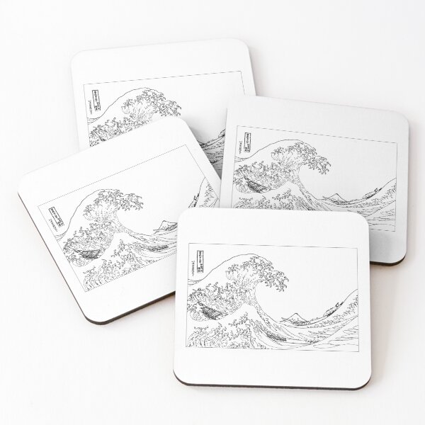 Item preview, Great Wave Outline Black and White designed and sold by ind3finite.